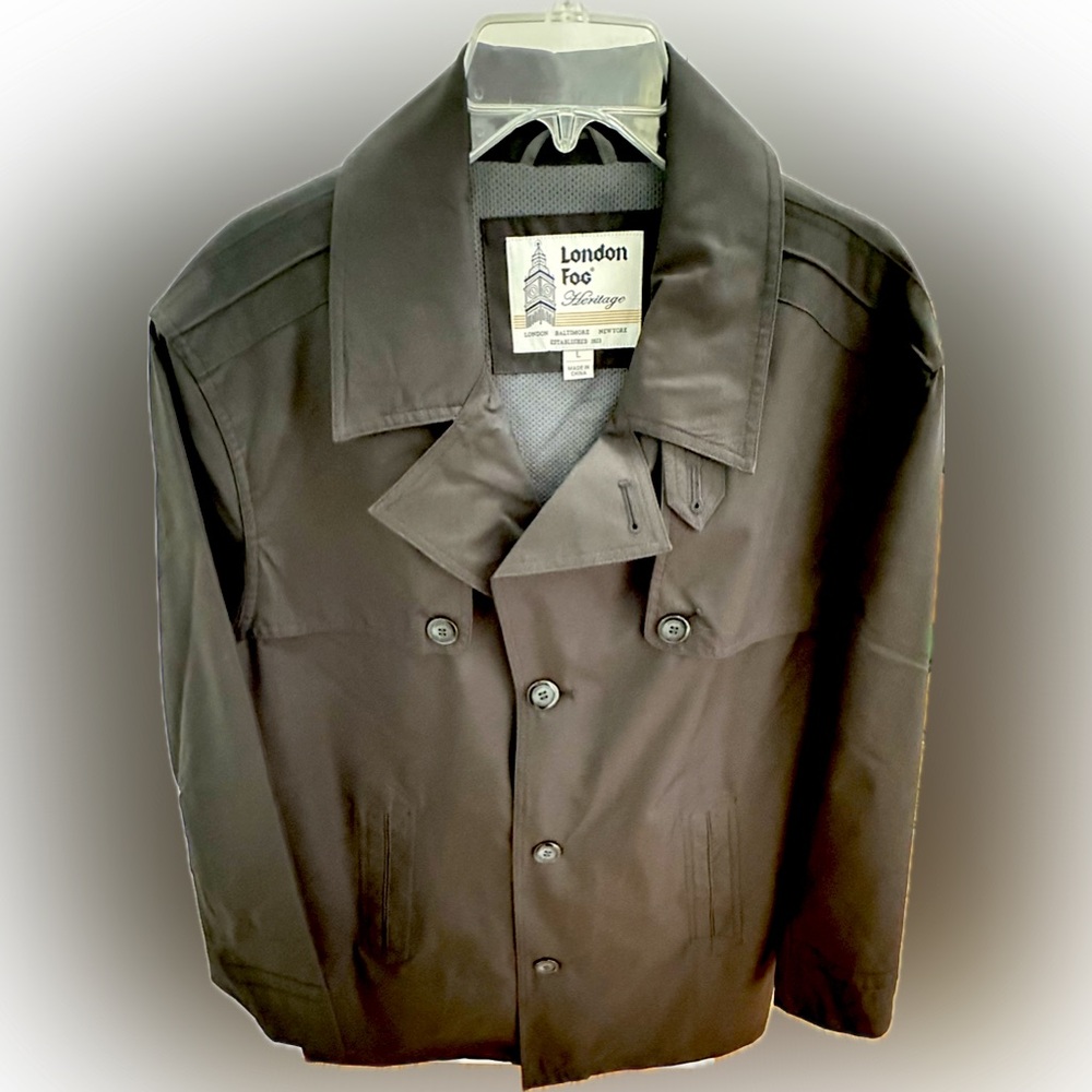LONDON FOG Heritage Men's Long Sleeve Single-breasted Rain/Trench Coat Black